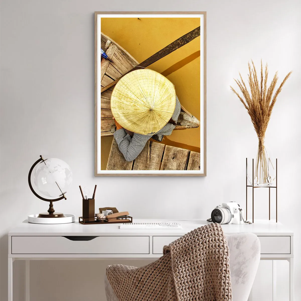 Poster in light oak frame - Life on a Yellow River - 61x91 cm