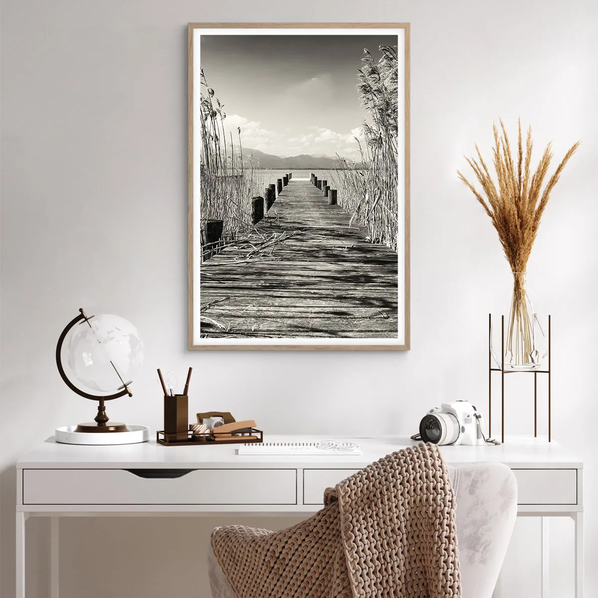 Póster en marco roble claro - En la quietud de los juncos - 61x91 cm