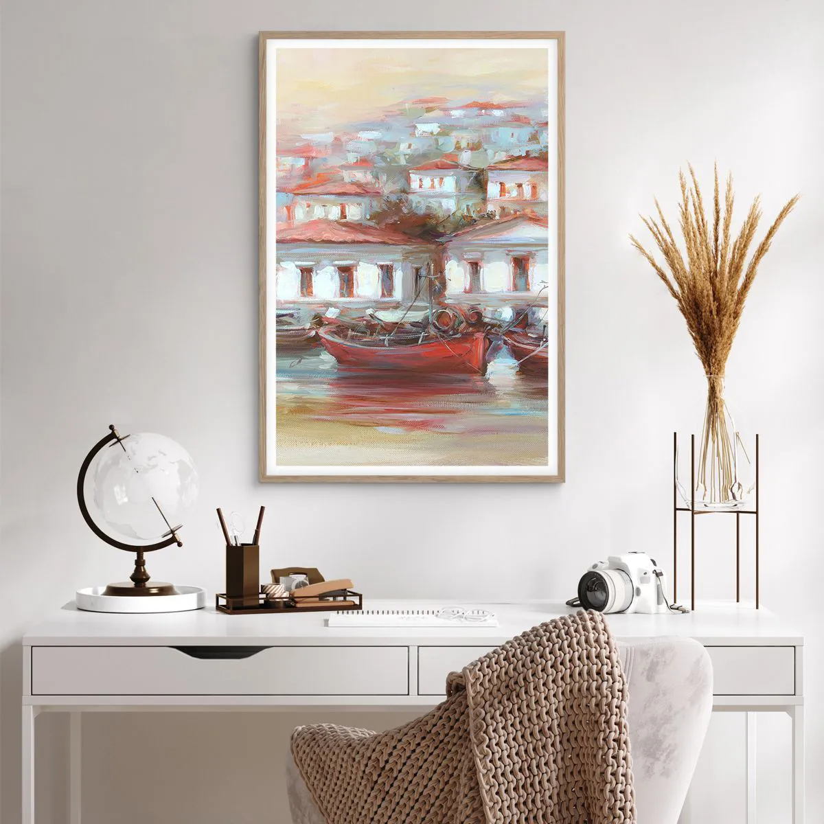 Poster in light oak frame - Happy Town - 61x91 cm