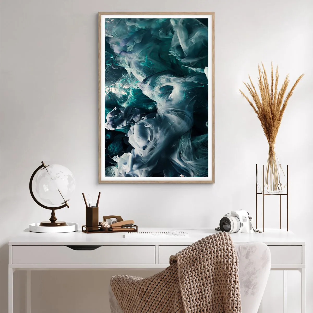 Plakat i ramme af lyst egetræ - Farvebevægelse - 61x91 cm