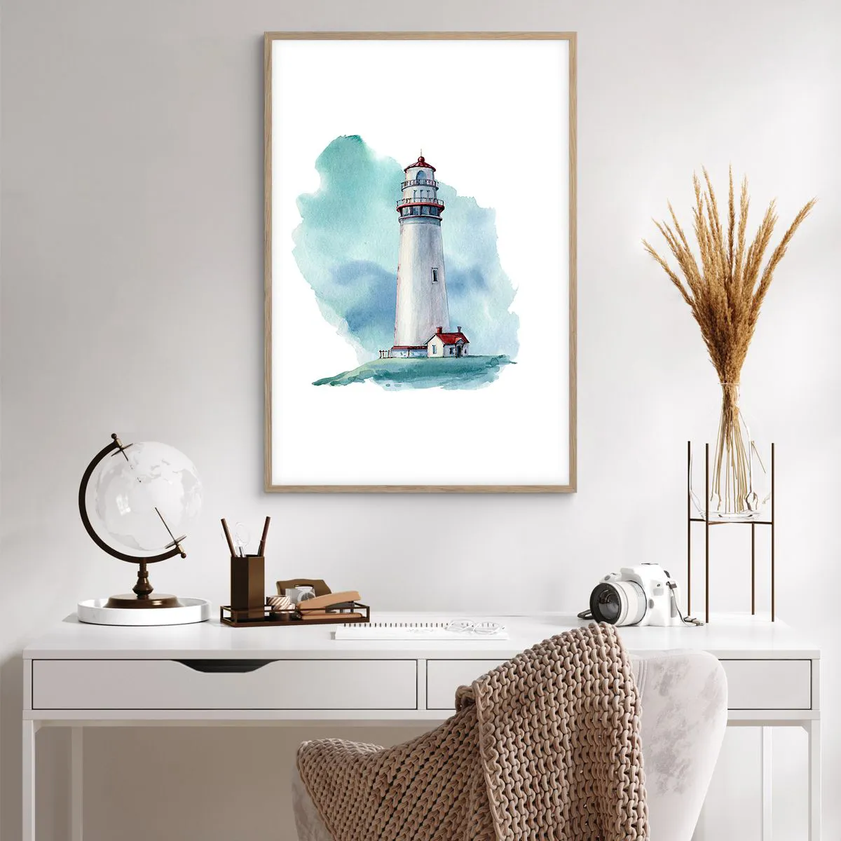 Pôster com moldura de carvalho claro - A gentil irmã do azul - 61x91 cm