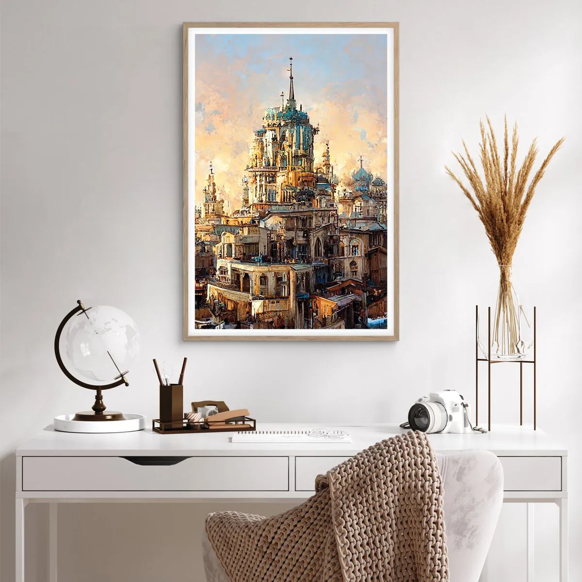 Plakat i ramme af lyst egetræ - En by af byer - 61x91 cm