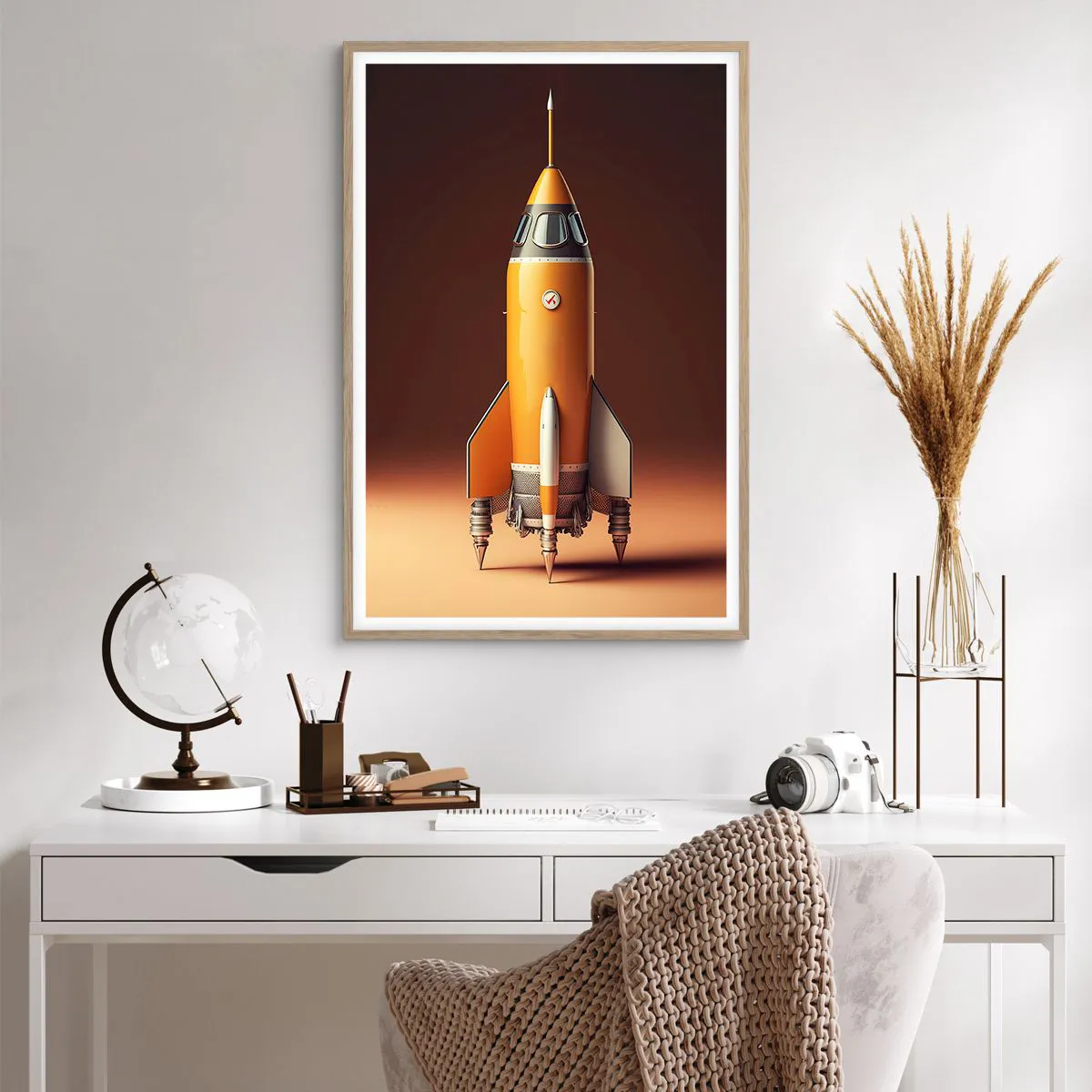 Pôster com moldura de carvalho claro - Tudo começa com um sonho - 61x91 cm