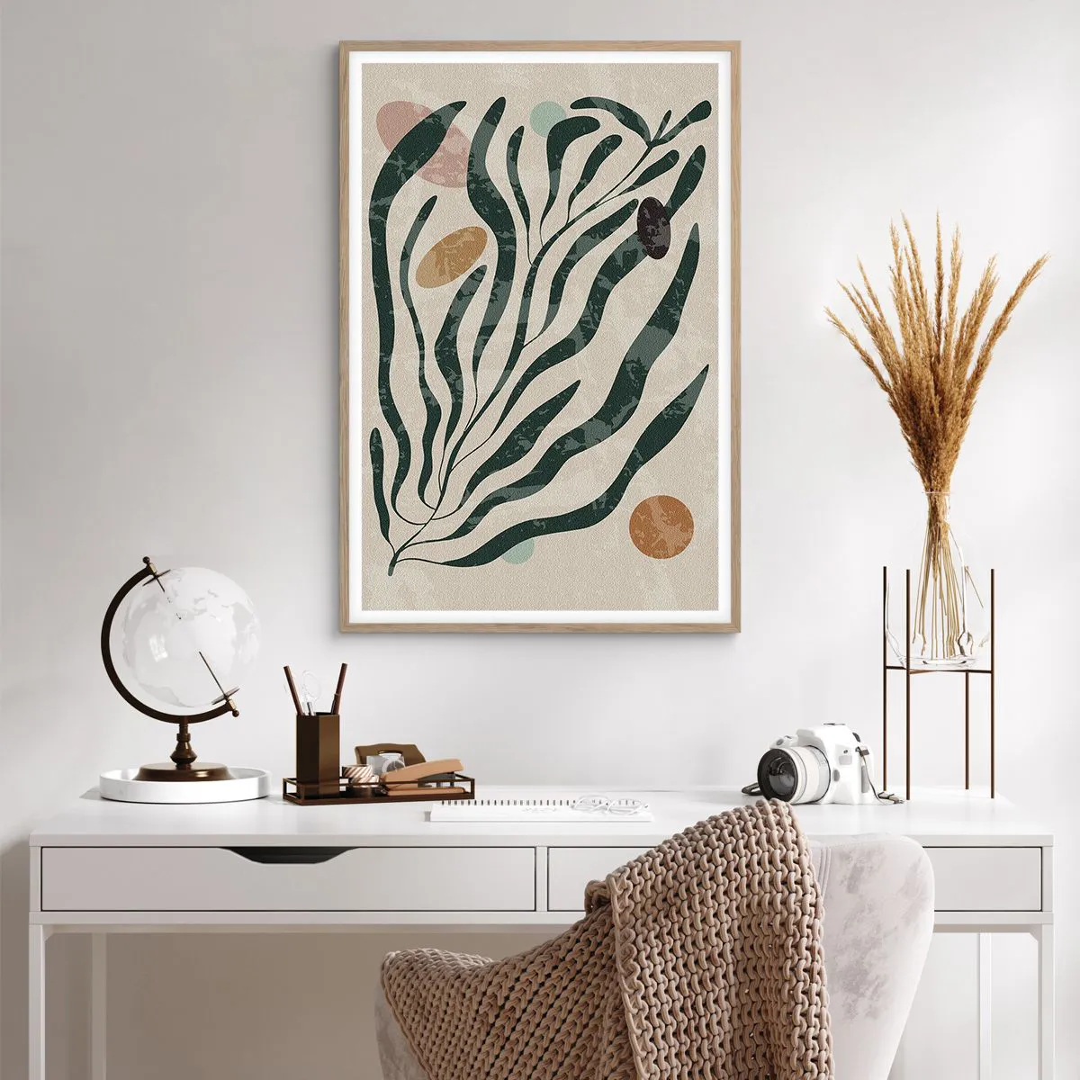 Póster en marco roble claro - Entre verdes - 61x91 cm