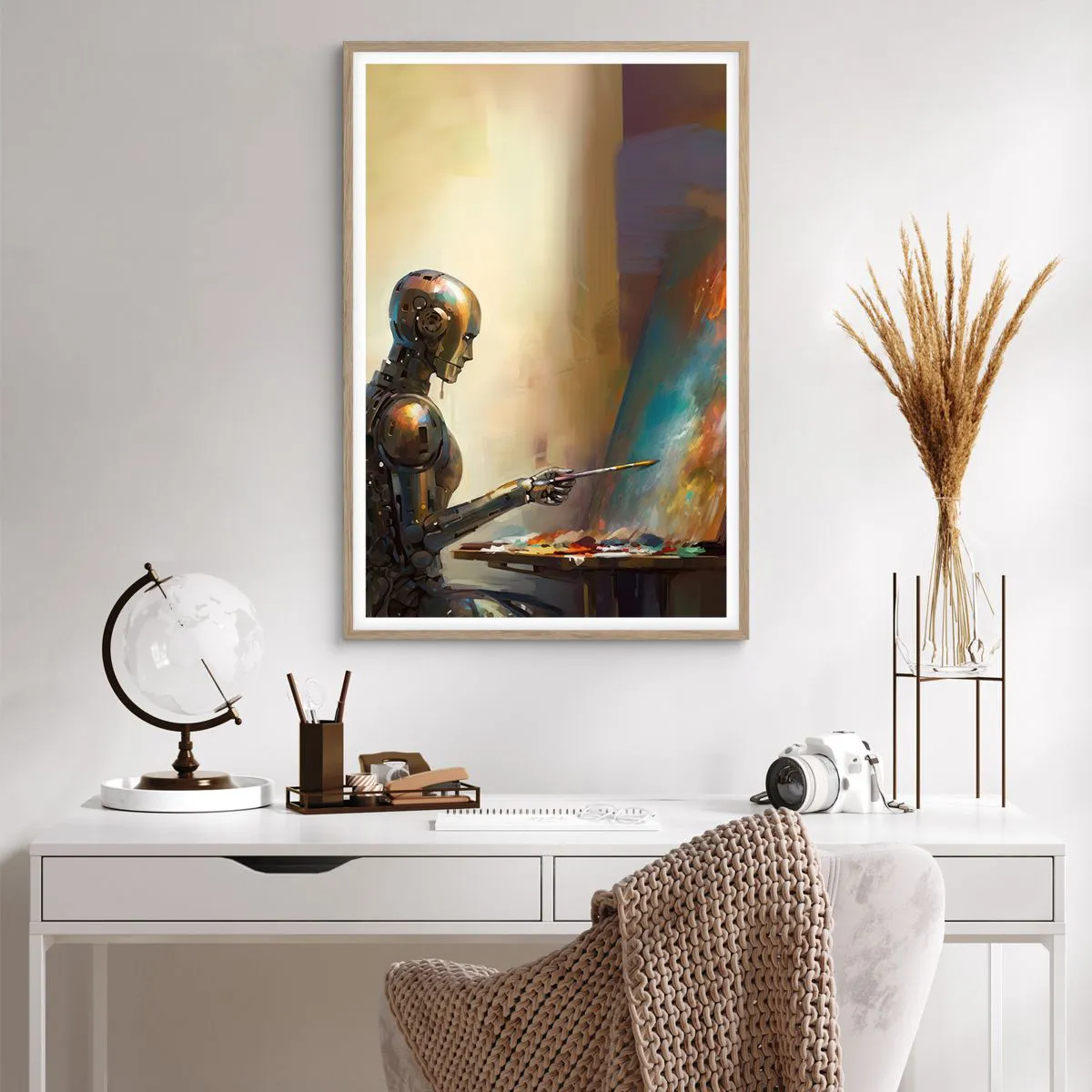 Poster in einem Rahmen aus heller Eiche - Die Kunst der Zukunft - 61x91 cm