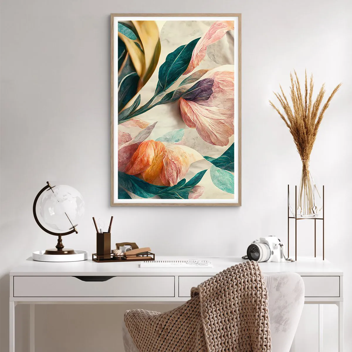 Pôster com moldura de carvalho claro - Flores das ilhas do sul - 61x91 cm