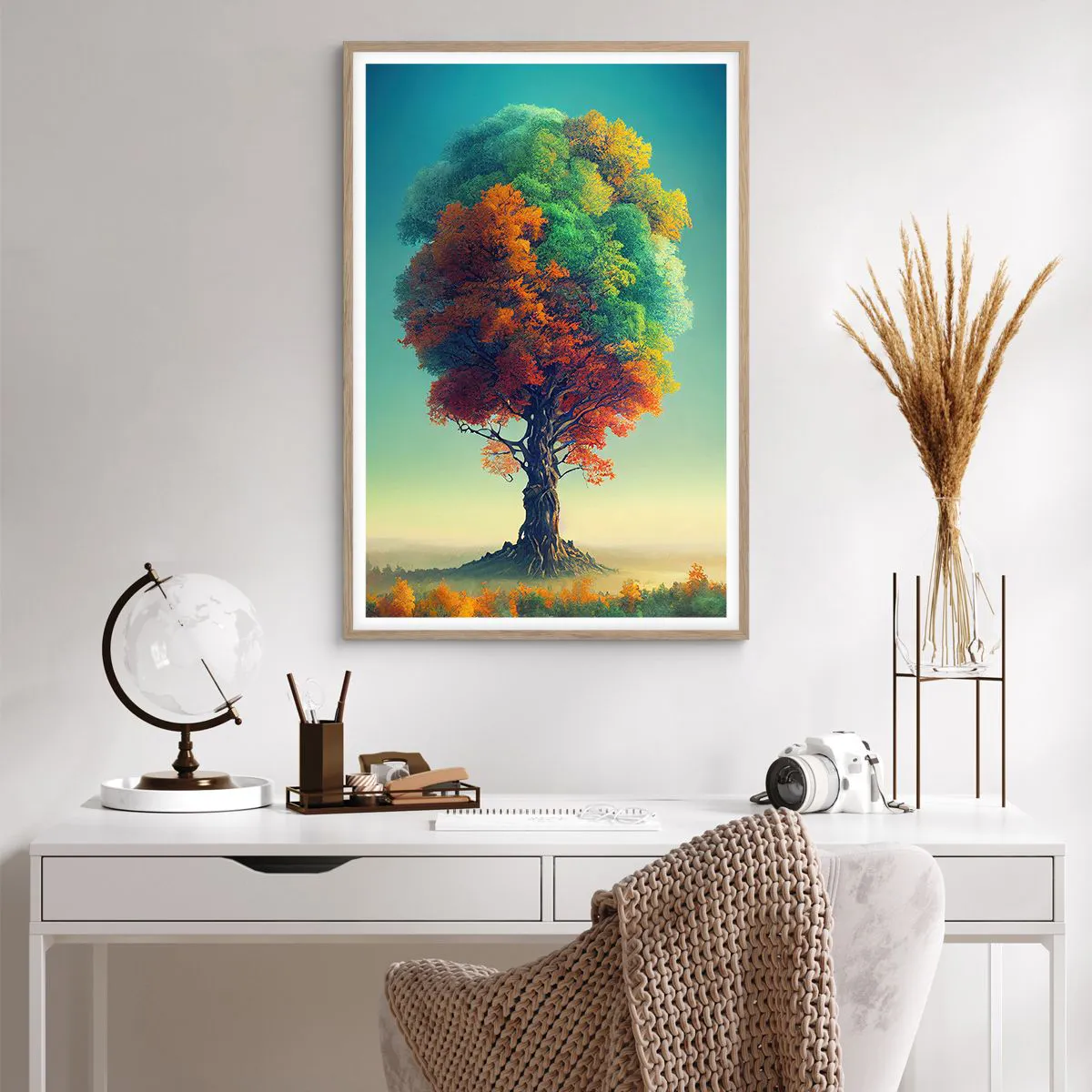 Plakat i ramme af lyst egetræ - Eg - naturens fader - 61x91 cm