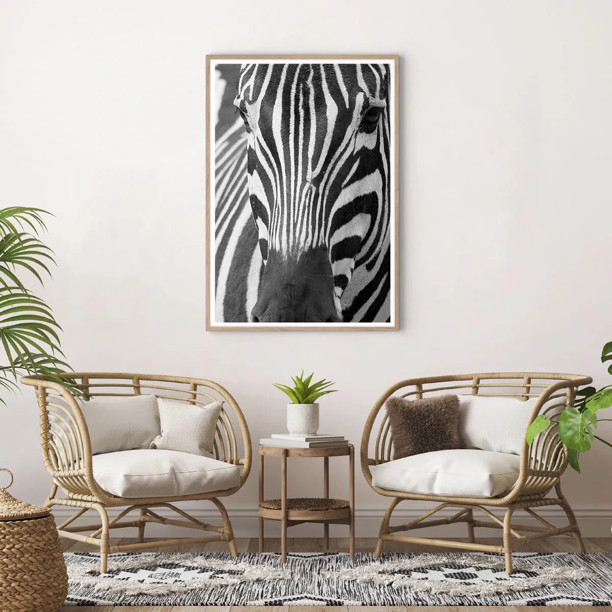 Affiche dans un chêne clair - Poster - Le monde est noir et blanc - 70x100 cm