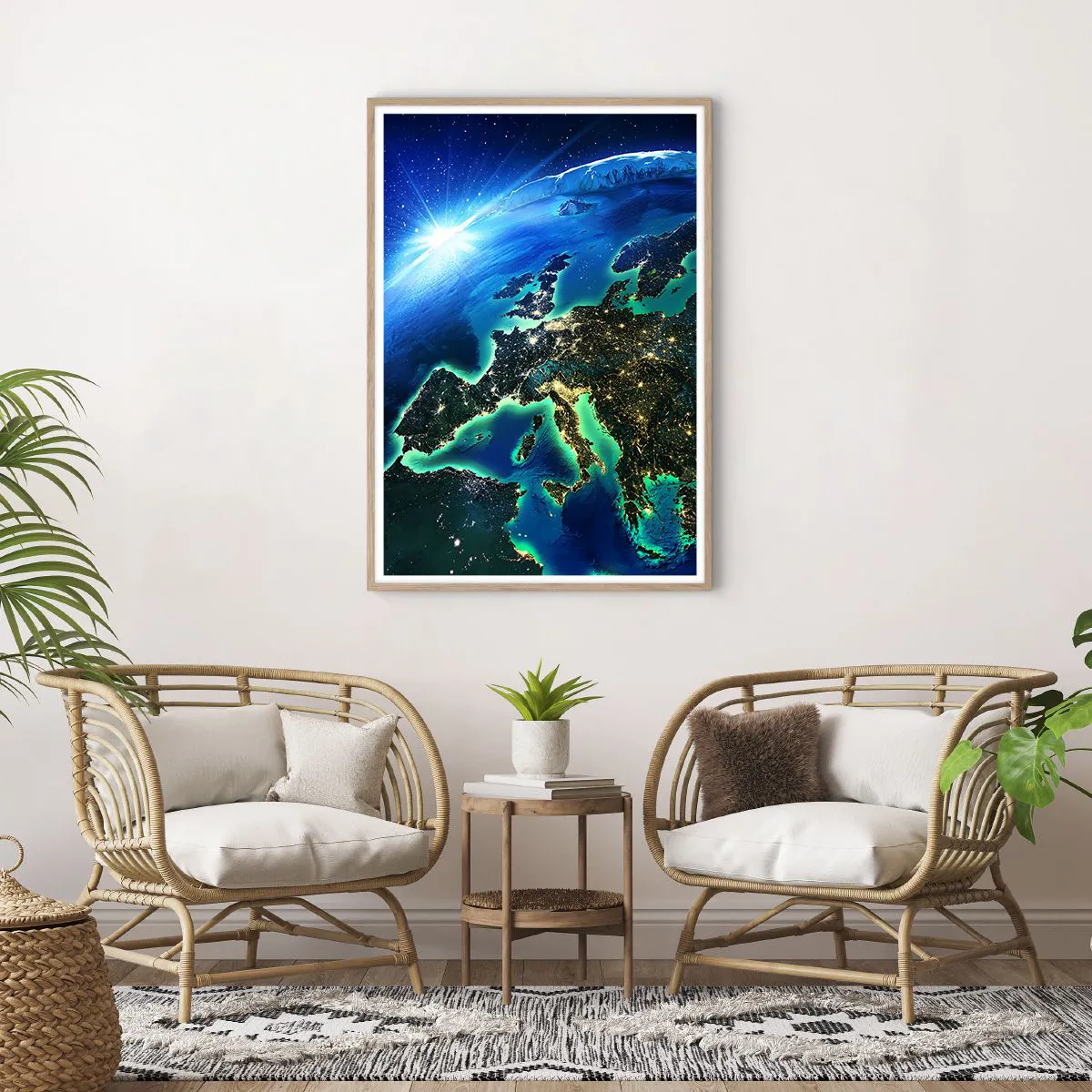 Plagát v ráme zo svetlého duba - Iskrivá Európa - 70x100 cm