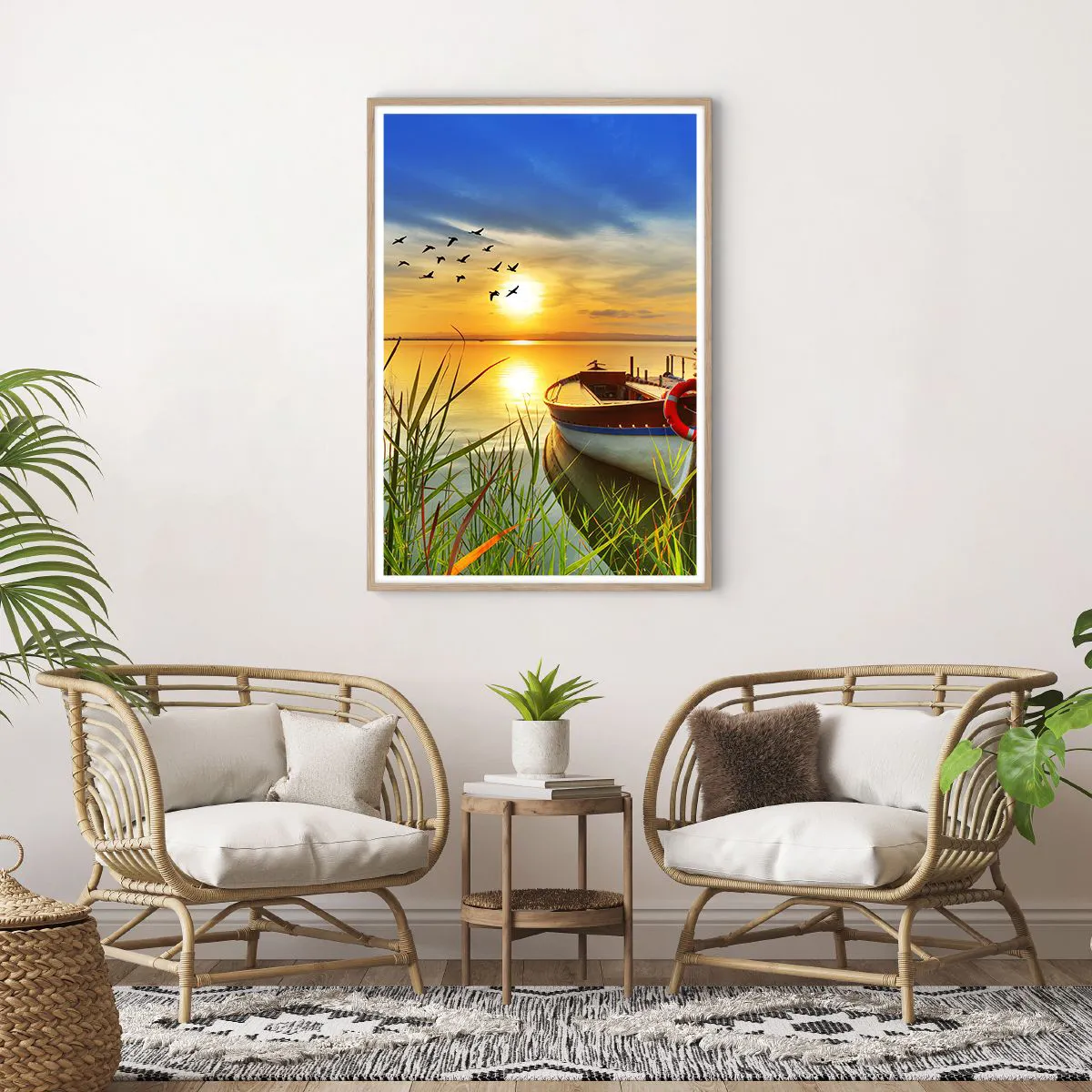 Plakat i ramme af lyst egetræ - Skarverne er allerede på vej væk - 70x100 cm