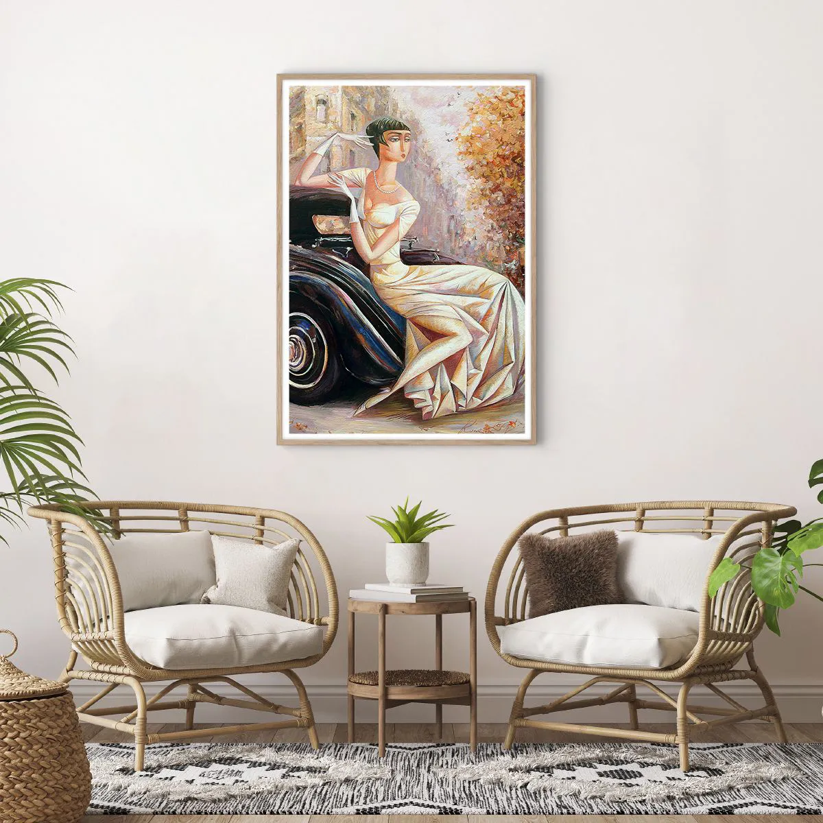 Plakat w ramie jasny dąb - Elegancja w stylu retro - 70x100 cm