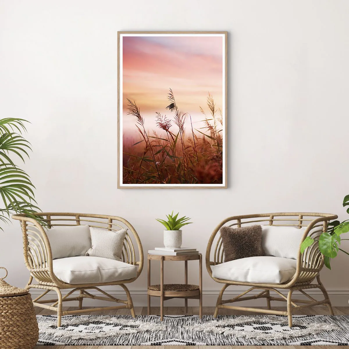 Plakát v rámu světlý dub - Draci, pampelišky a vítr - 70x100 cm