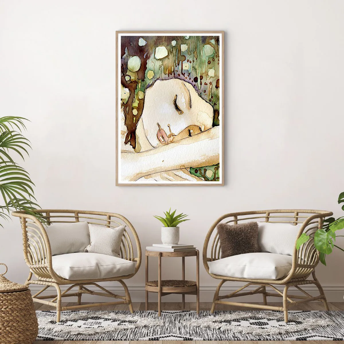 Pôster com moldura de carvalho claro - Um sonho Violeta Esmeralda - 70x100 cm