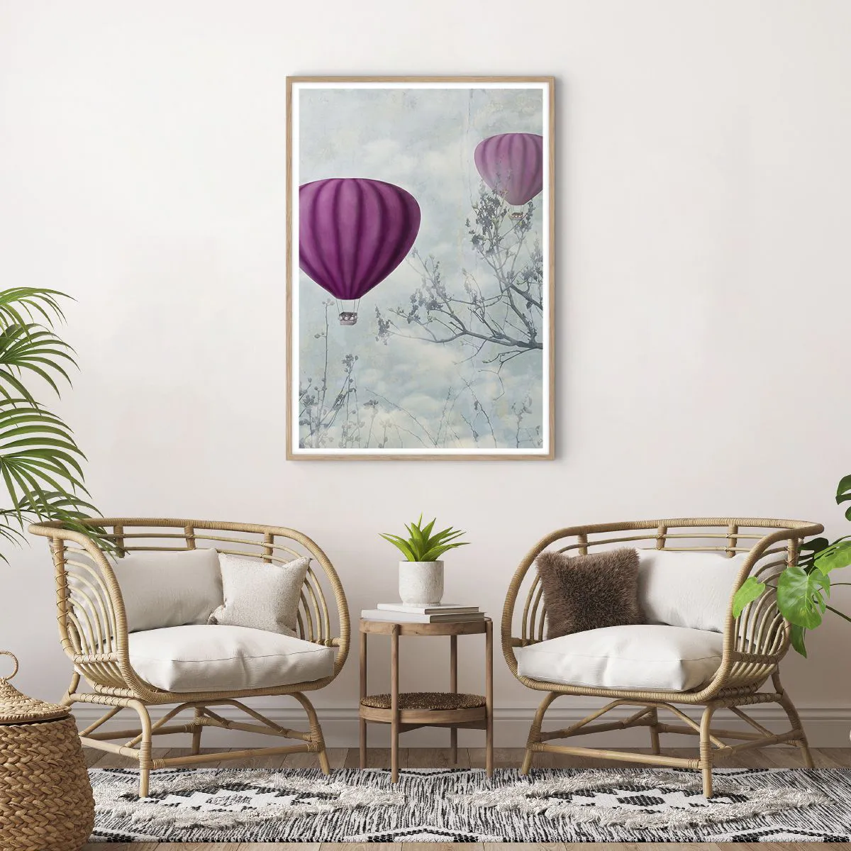 Pôster com moldura de carvalho claro - Como navios no céu - 70x100 cm