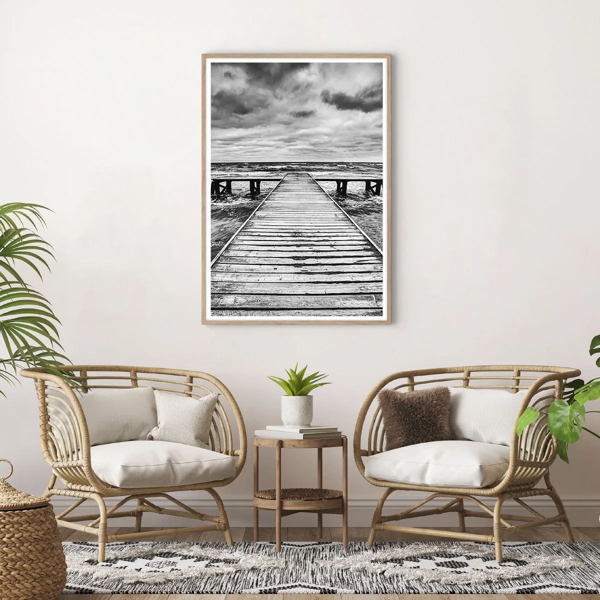 Poster in einem Rahmen aus heller Eiche - Ich warte darauf, dass der Wind wegjagt... - 70x100 cm