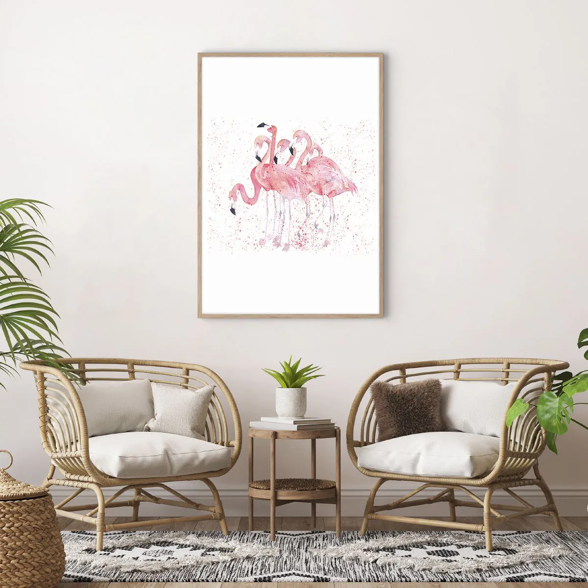 Pôster com moldura de carvalho claro - Conjunto cor-de-rosa - 70x100 cm