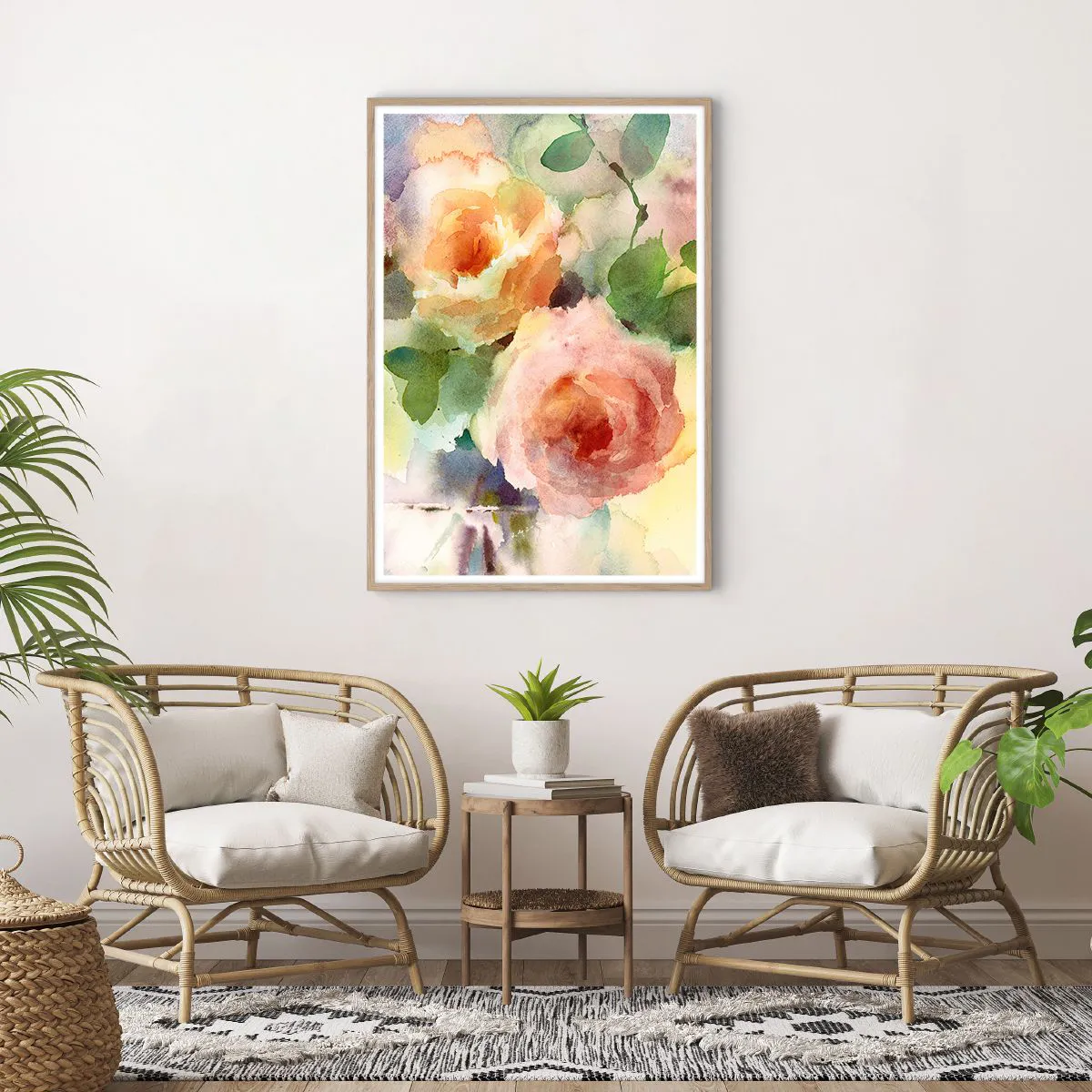 Poszter világos tölgy keretben - Gyengéd, mint az akvarell - 70x100 cm