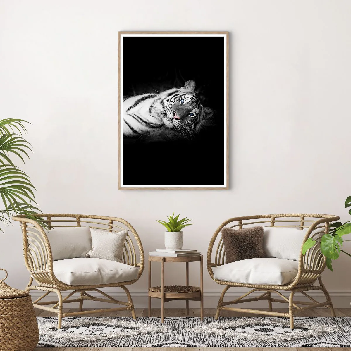 Pôster com moldura de carvalho claro - Selvagem e tranquilo - 70x100 cm