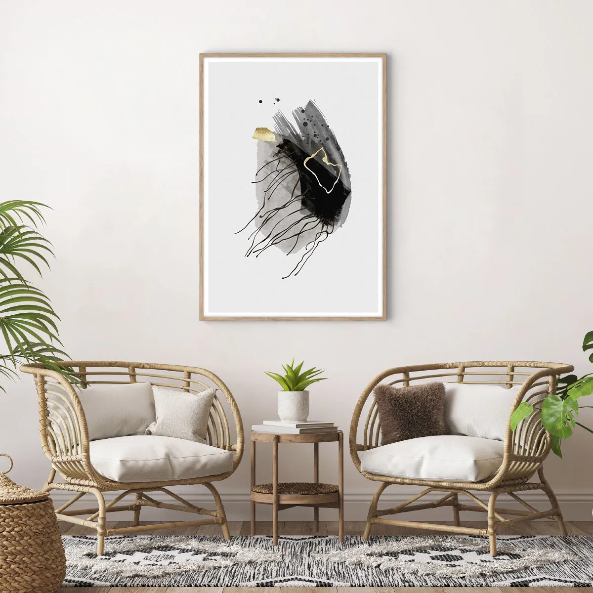 Poster in light oak frame - In Black and Gold - 70x100 cm