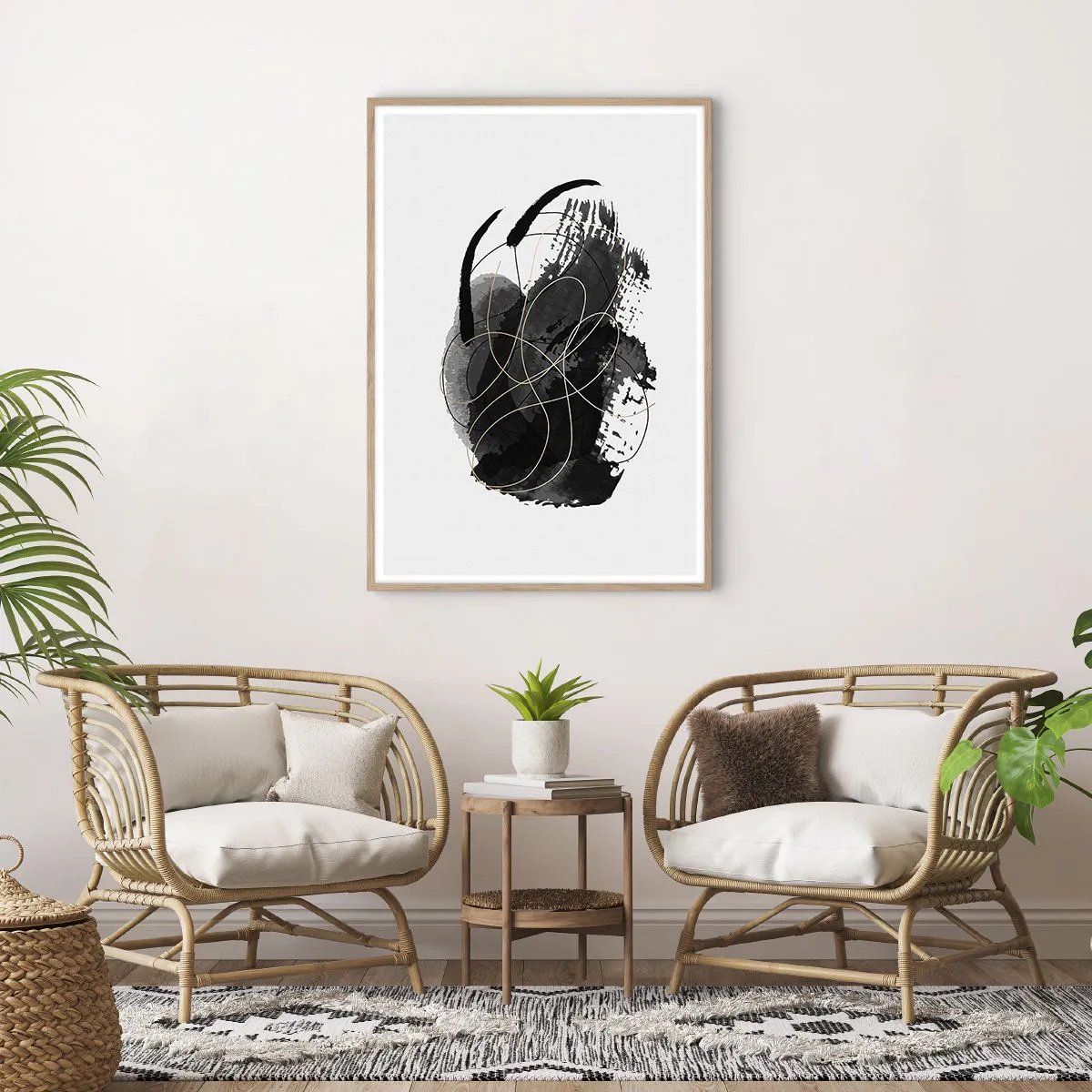 Pôster com moldura de carvalho claro - Emergido do preto - 70x100 cm