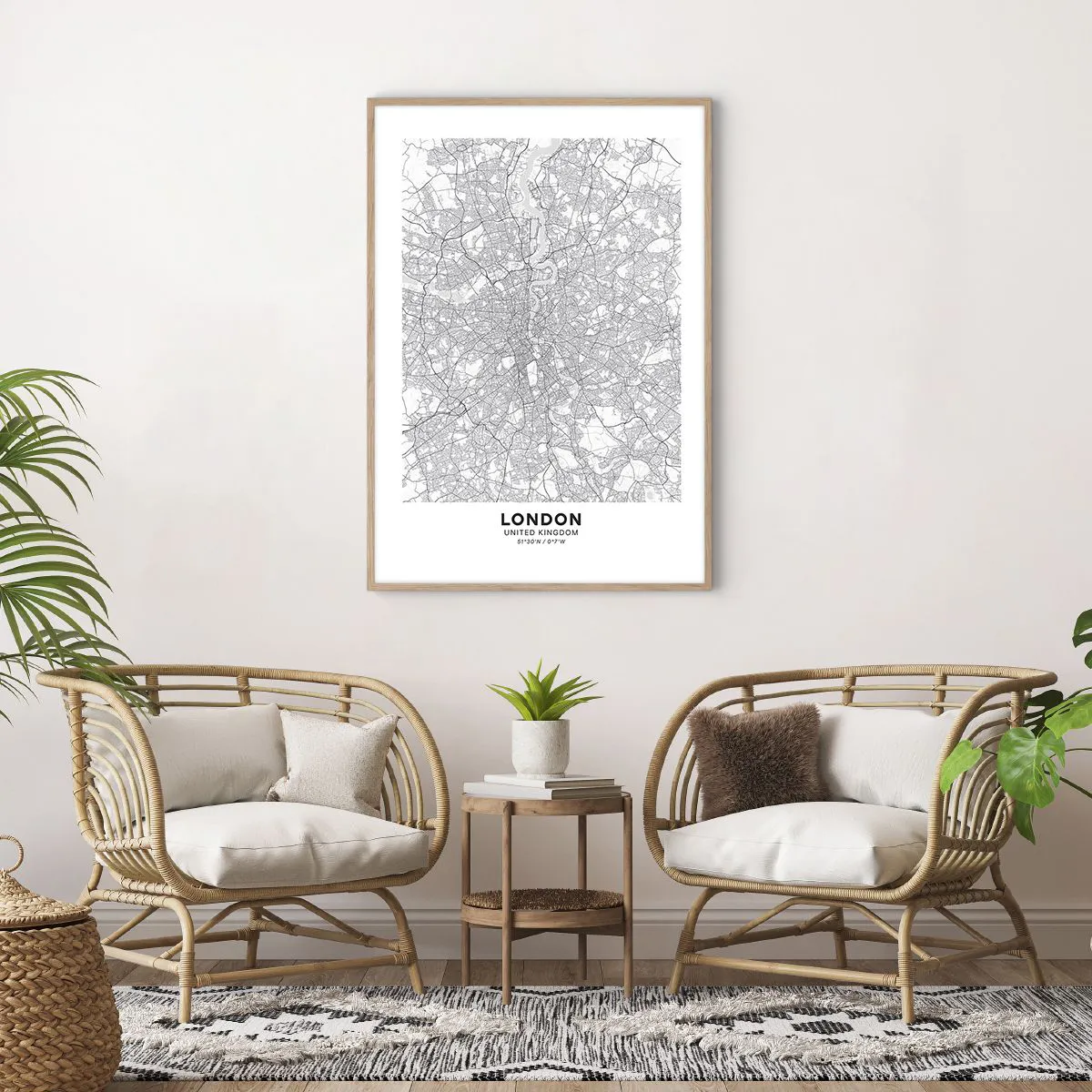 Plagát v ráme zo svetlého duba - Mapa londýnskeho labyrintu - 70x100 cm