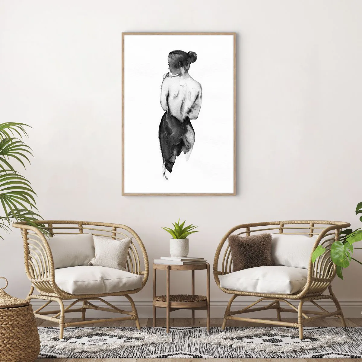 Poster in einem Rahmen aus heller Eiche - Bei ihr verschwindet die Welt - 70x100 cm