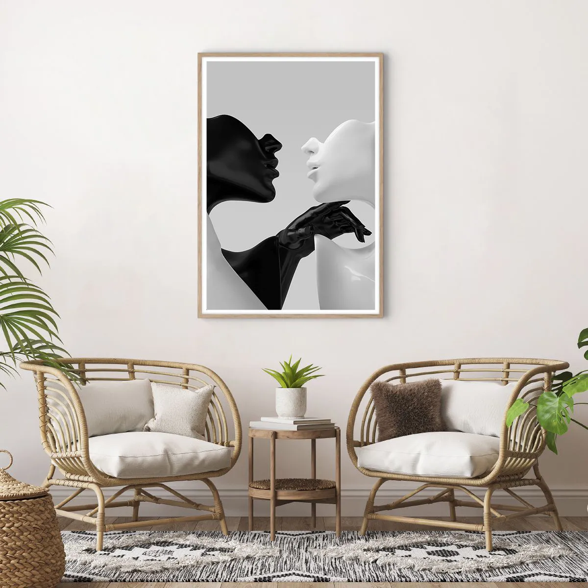 Plakát v rámu světlý dub - Přitažlivost – touha - 70x100 cm