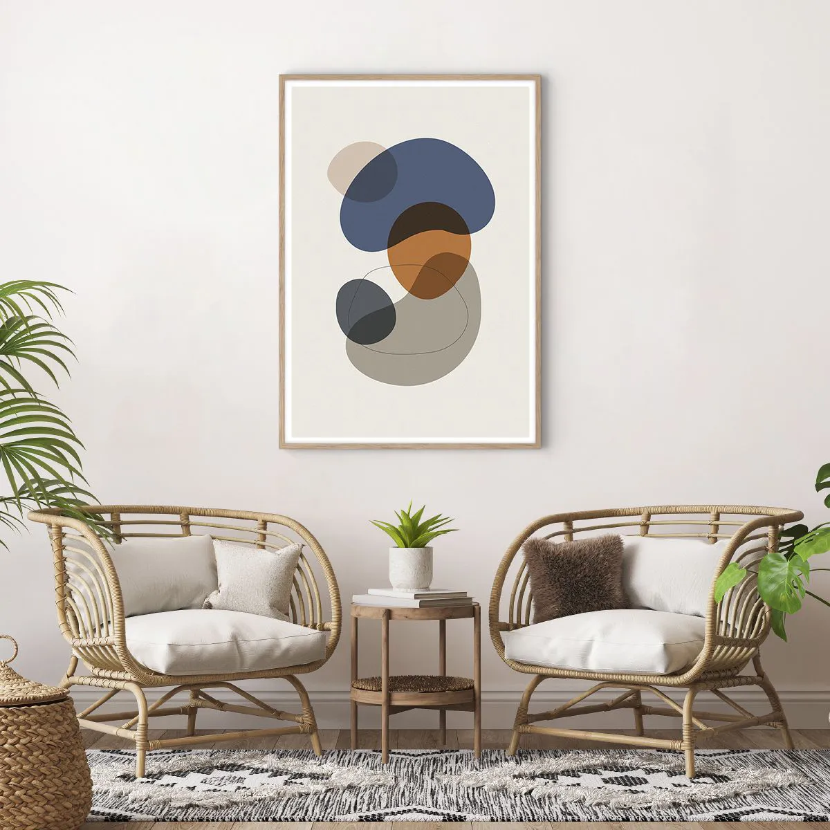 Plagát v ráme zo svetlého duba - Kvapky farieb - 70x100 cm