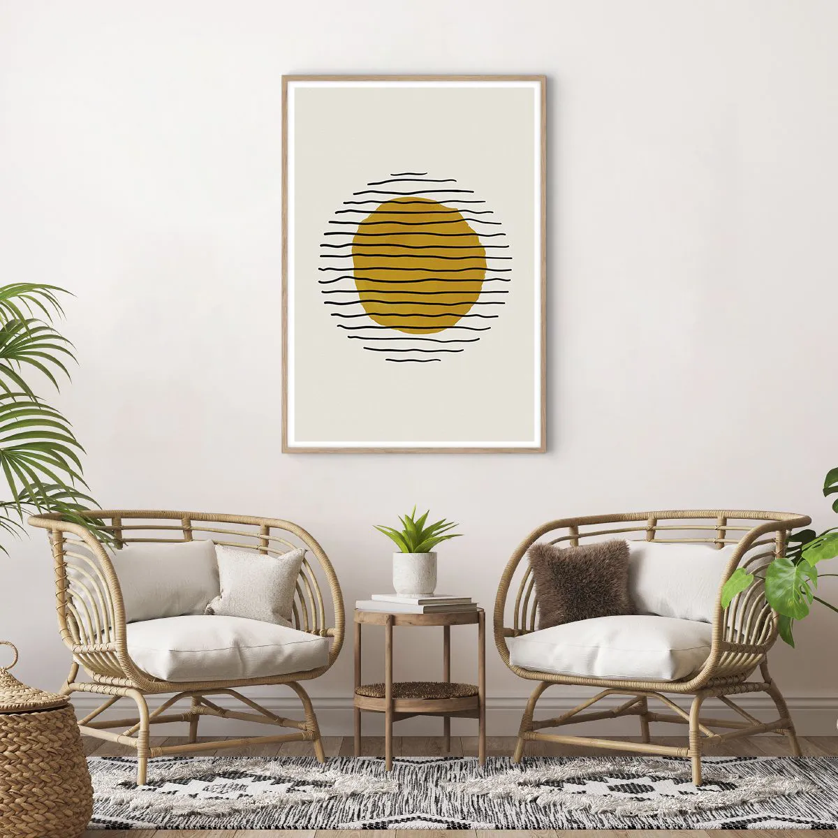 Een poster in een licht eiken lijst - Abstractie trillend van warmte - 70x100 cm