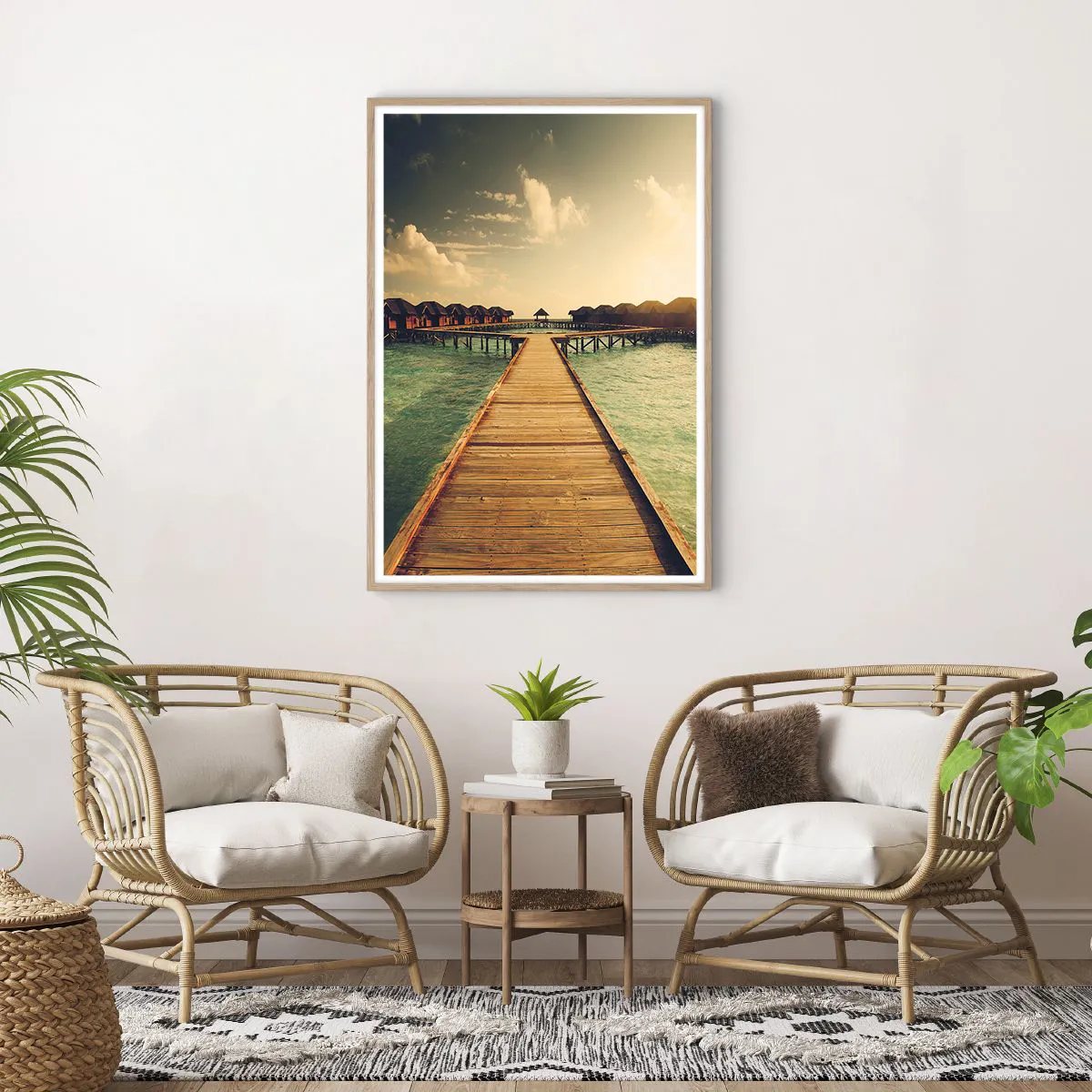 Poster in light oak frame - Warm Welcome - 70x100 cm