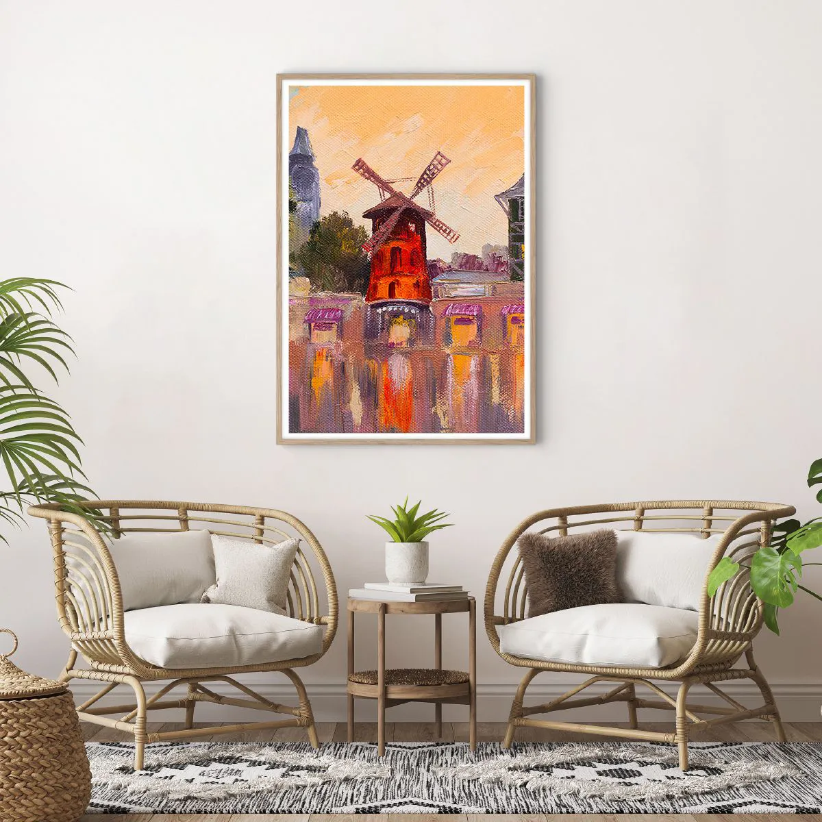 Poster în ramă de stejar deschis - Icoane pariziene - Moulin Rouge - 70x100 cm