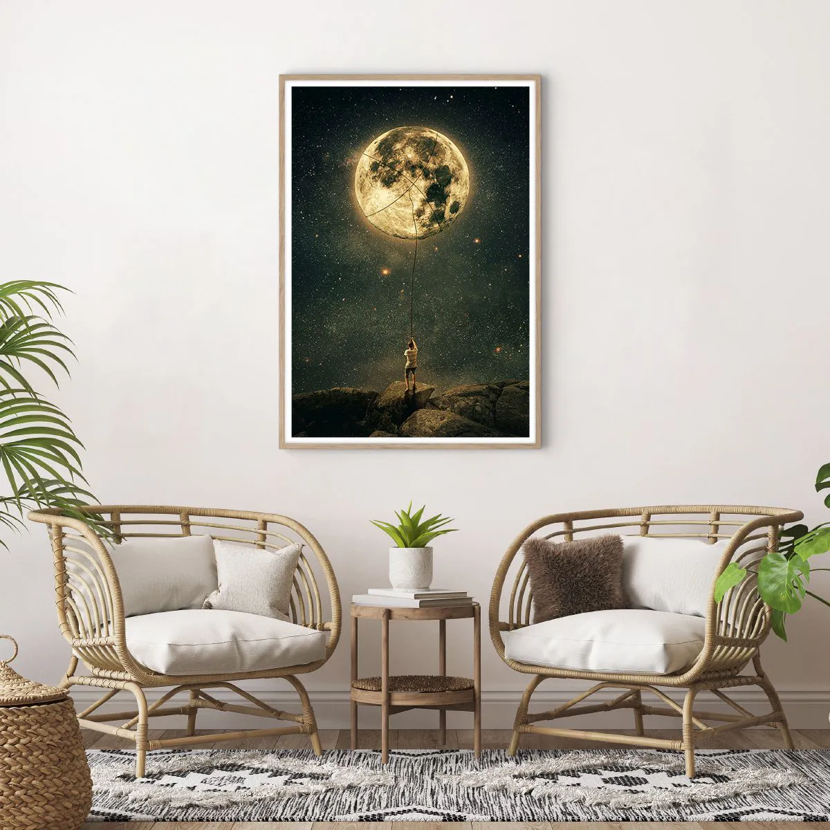 Affiche dans un chêne clair - Poster - Celui qui a volé la lune - 70x100 cm