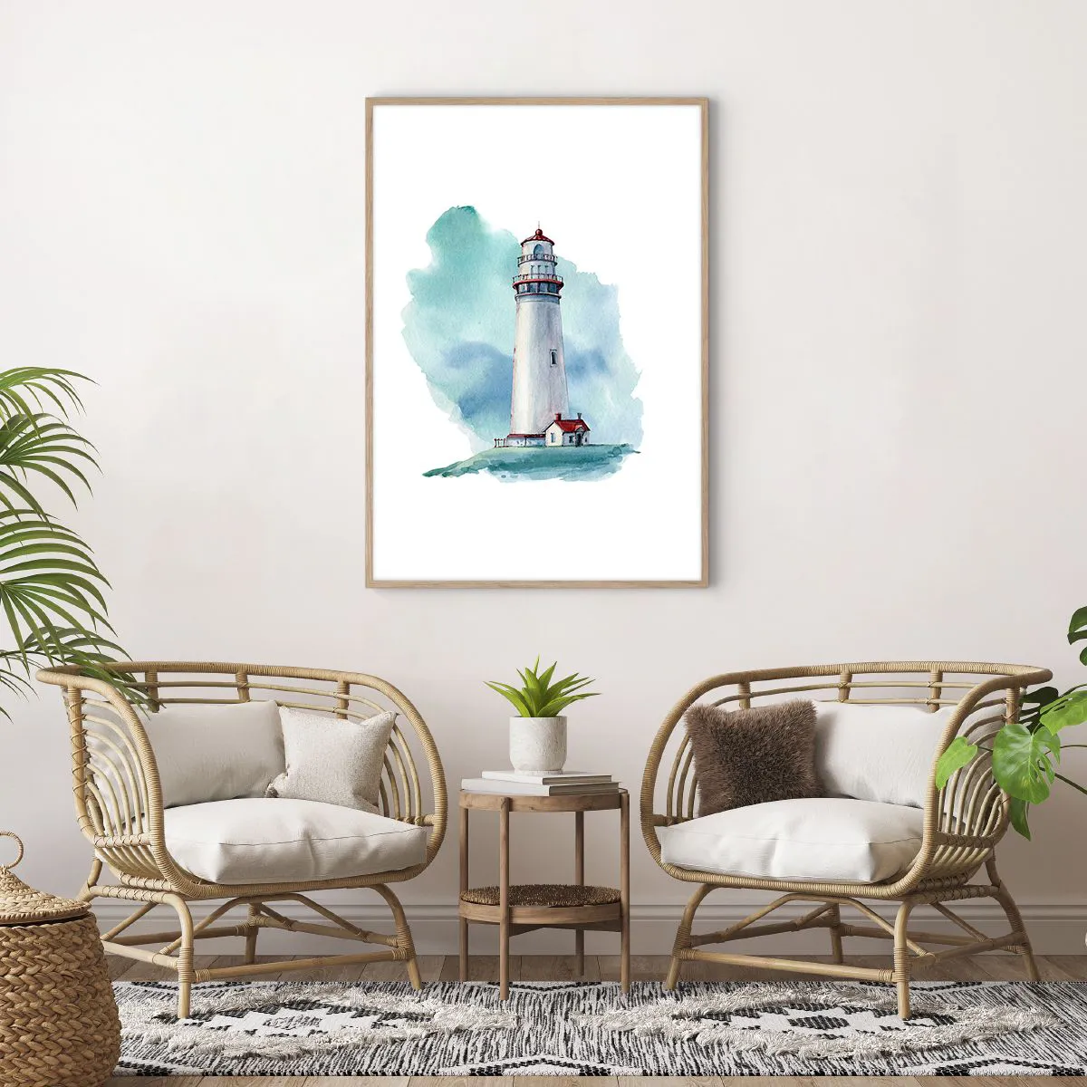 Pôster com moldura de carvalho claro - A gentil irmã do azul - 70x100 cm