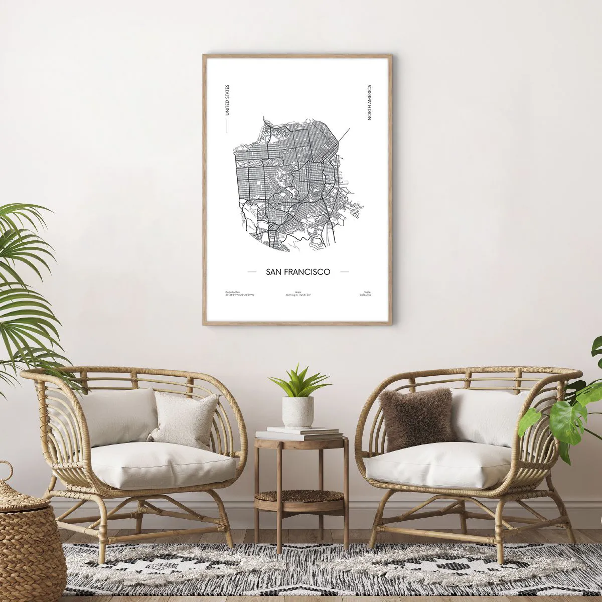 Plakat w ramie jasny dąb - Anatomia San Francisco - 70x100 cm