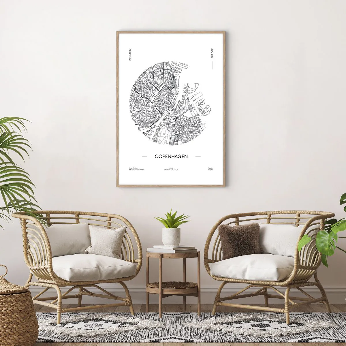 Poszter világos tölgy keretben - Koppenhága anatómiája - 70x100 cm