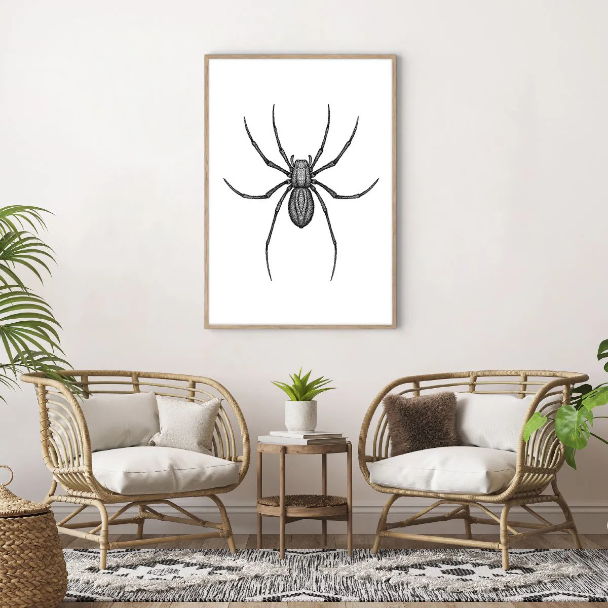 Plakat i ramme af lyst egetræ - Foruroligende præcision - 70x100 cm