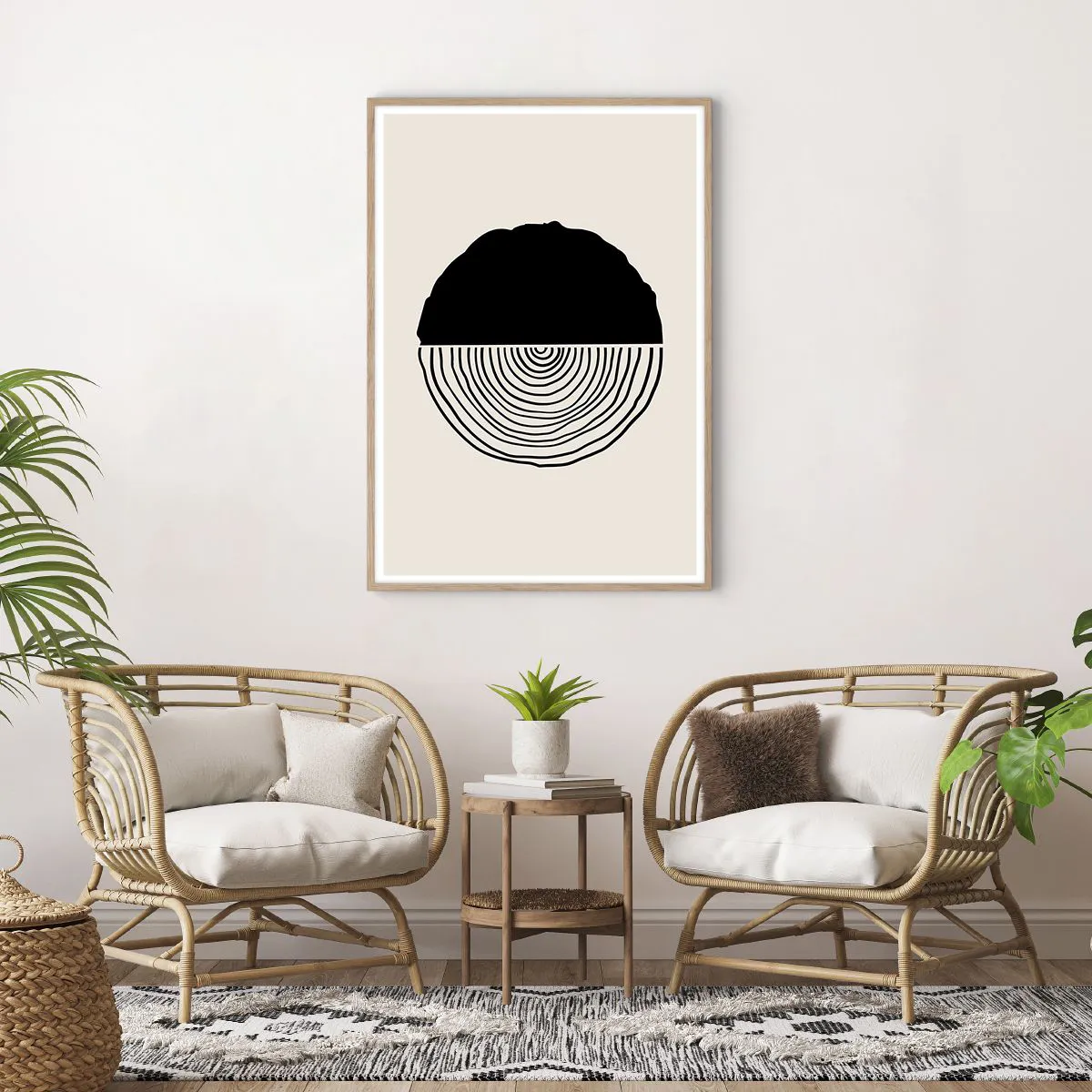 Pôster com moldura de carvalho claro - Meio a meio - 70x100 cm