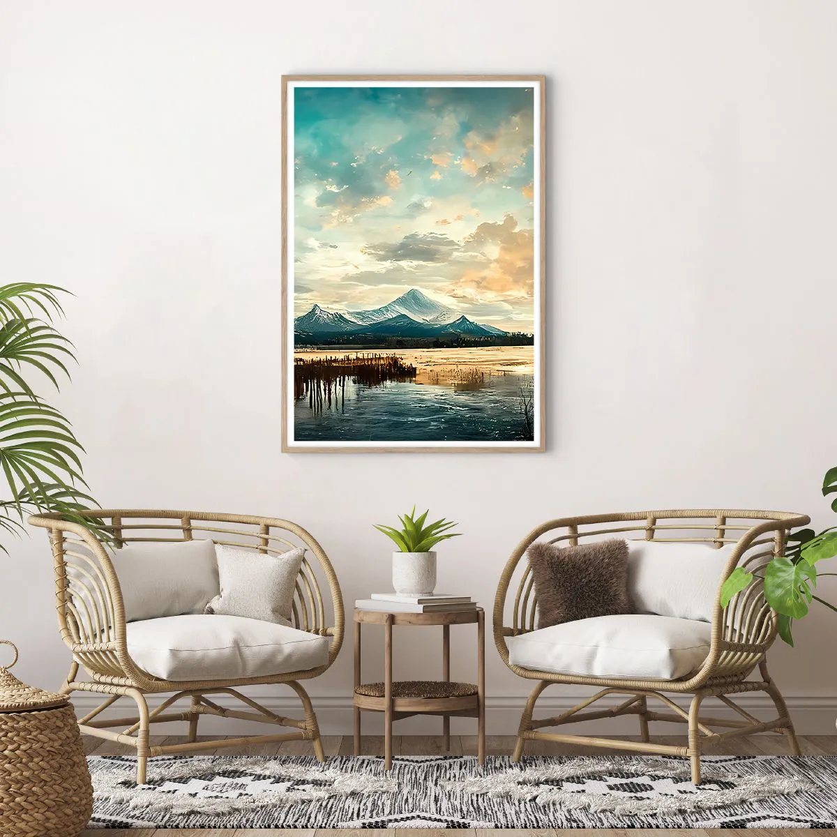 Poster in einem Rahmen aus heller Eiche - Unter dem Schutz des Himmels - 70x100 cm