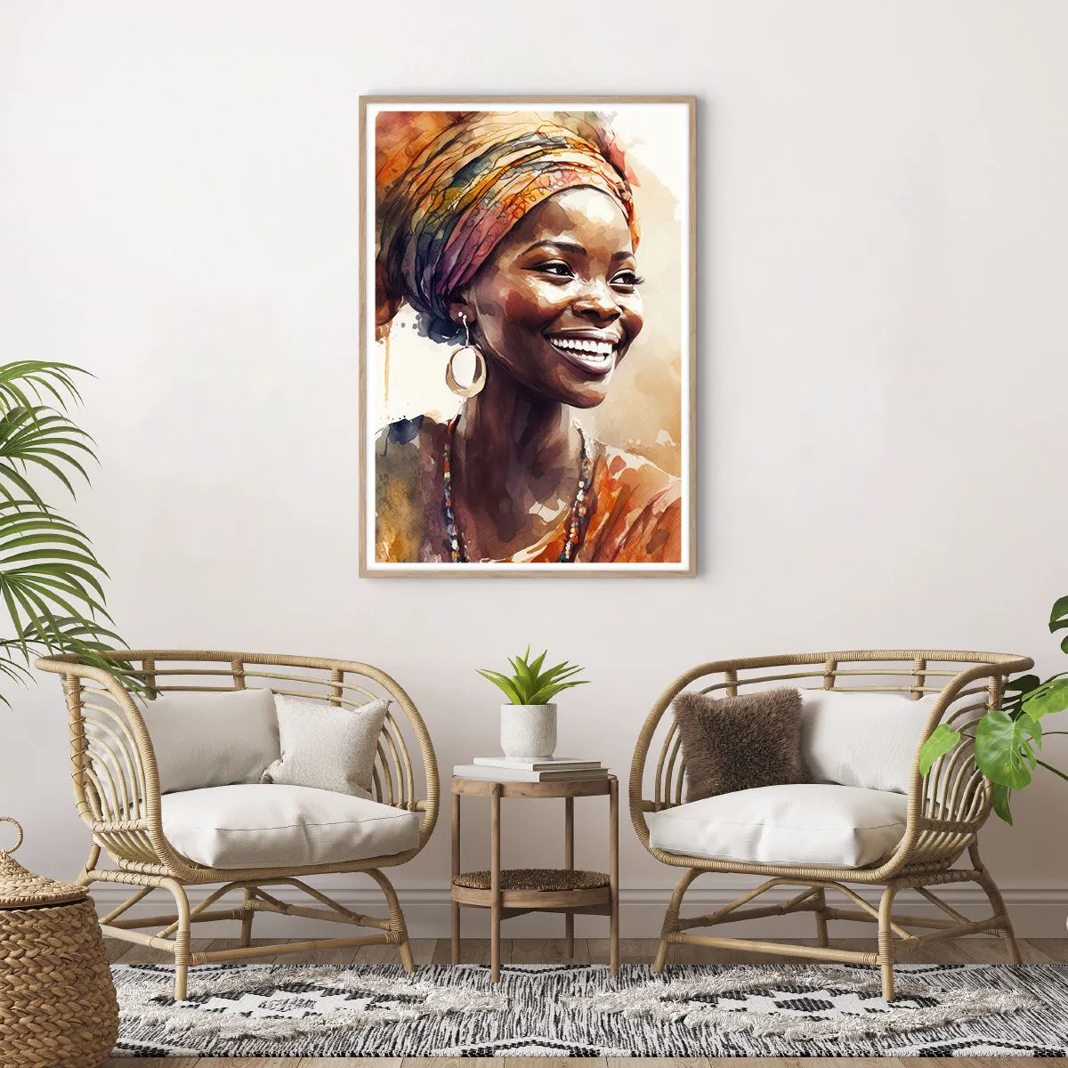 Poster in einem Rahmen aus heller Eiche - Afrikanische Königin - 70x100 cm