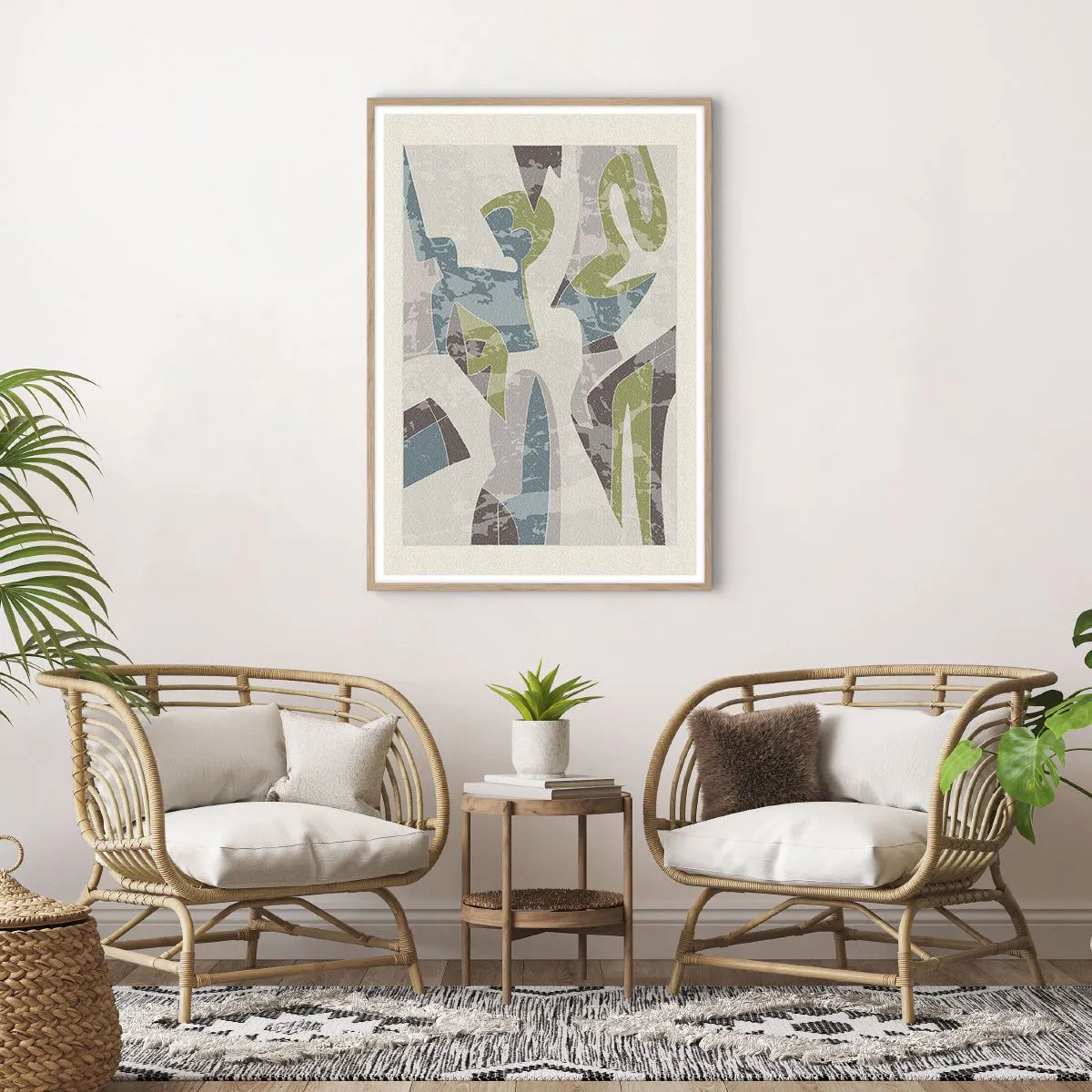 Poster in light oak frame - Composition with Window Pane - 70x100 cm