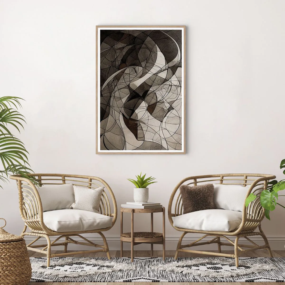 Plagát v ráme zo svetlého duba - Obeh farieb Zeme - 70x100 cm