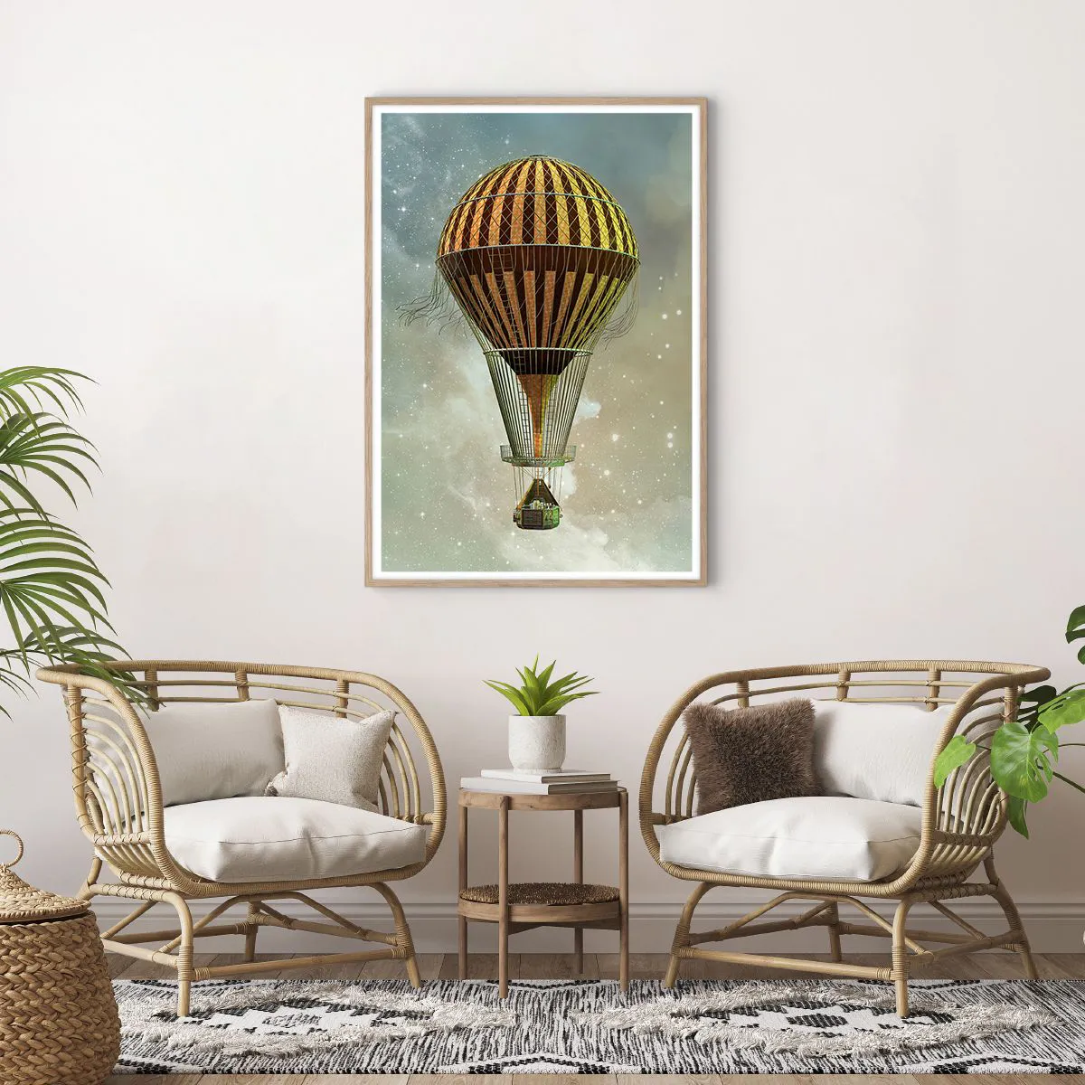 Póster en marco roble claro - Vuelos pioneros - 70x100 cm