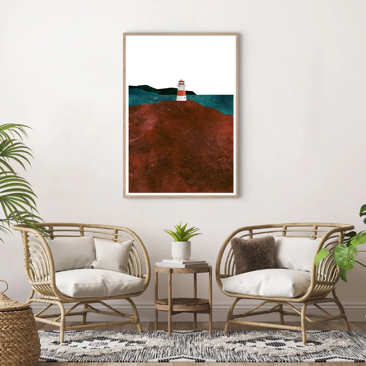Poster in light oak frame - Gazing at the Sea - 70x100 cm