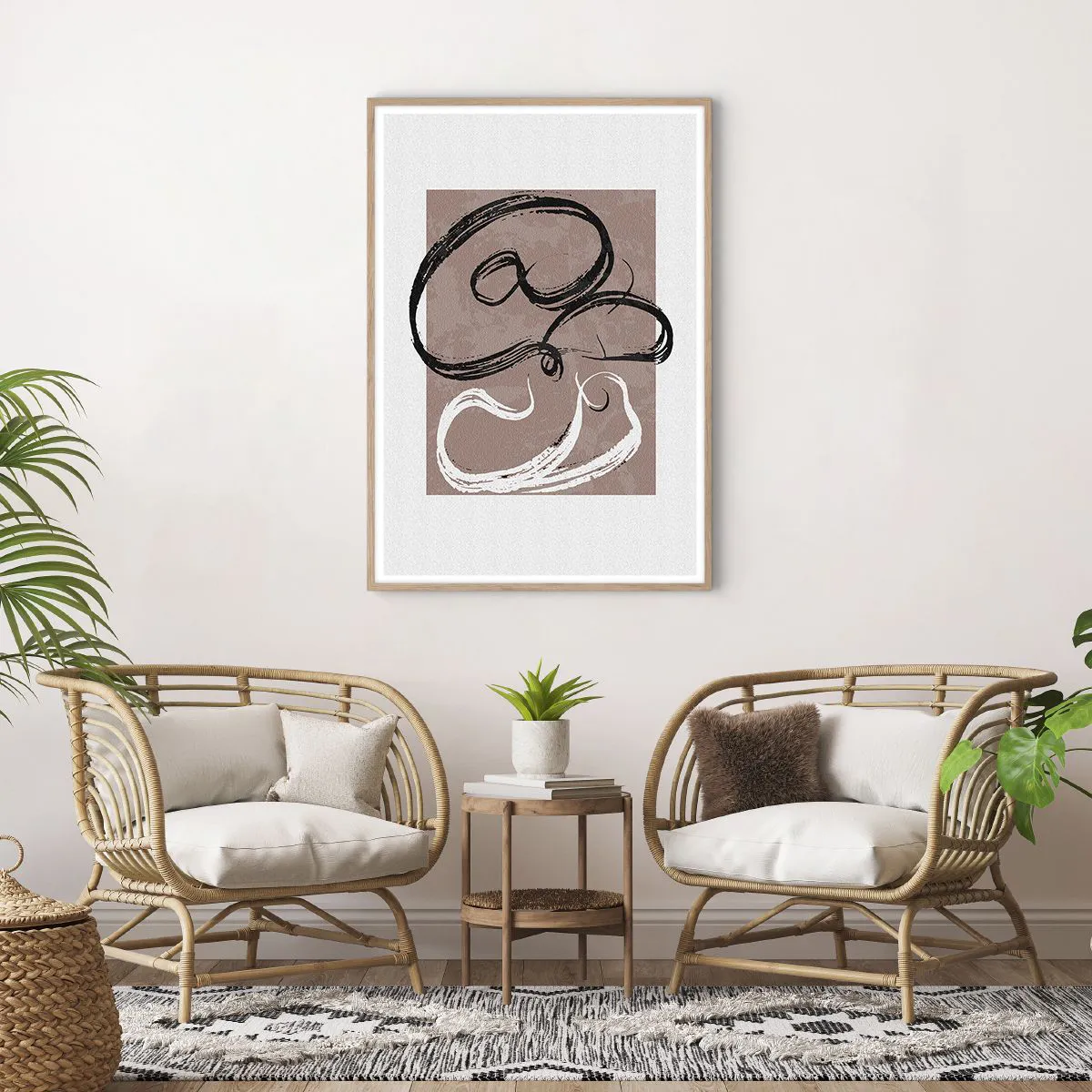 Pôster com moldura de carvalho claro - Composição – a busca pela plenitude - 70x100 cm