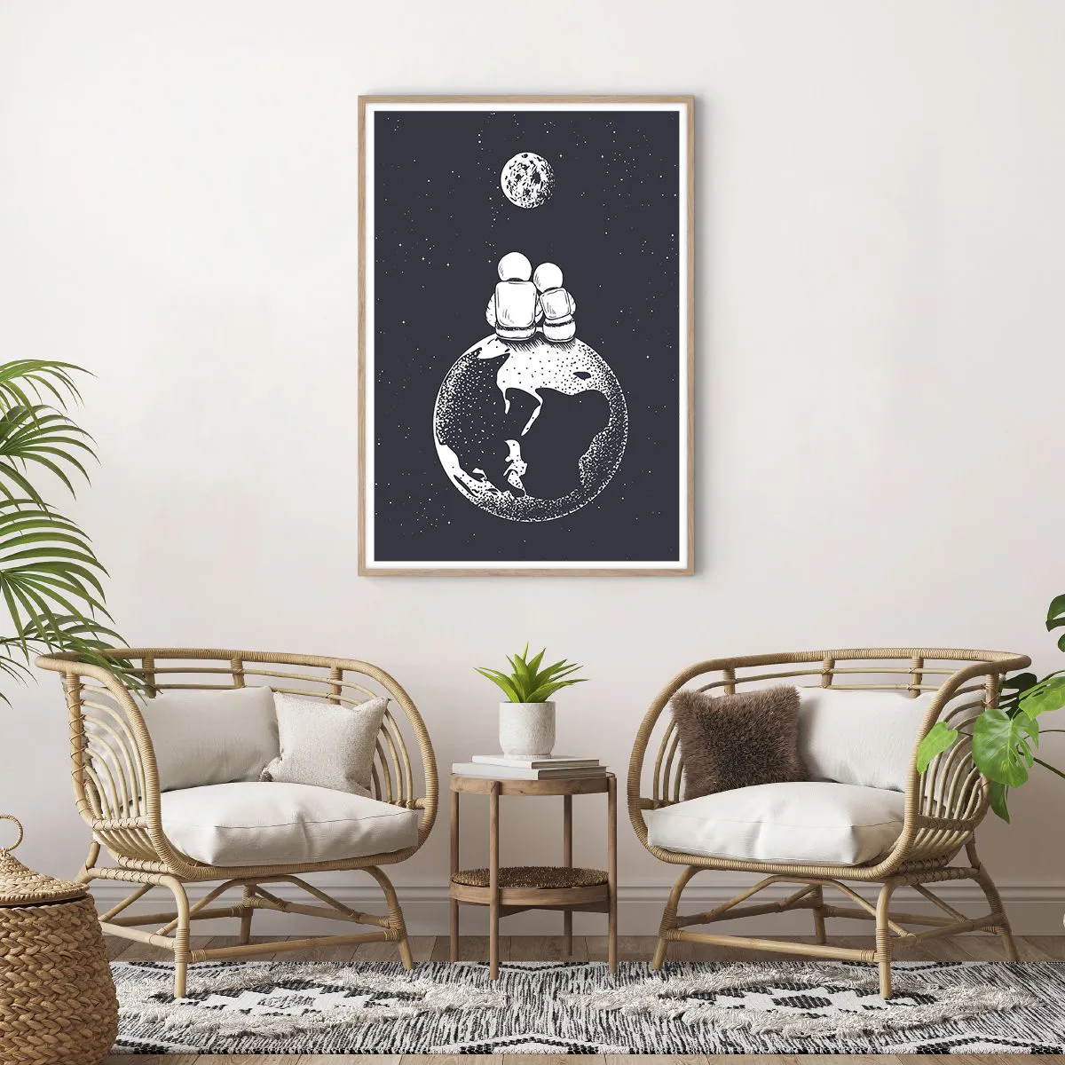 Pôster com moldura de carvalho claro - Uma história de amor cósmica - 70x100 cm