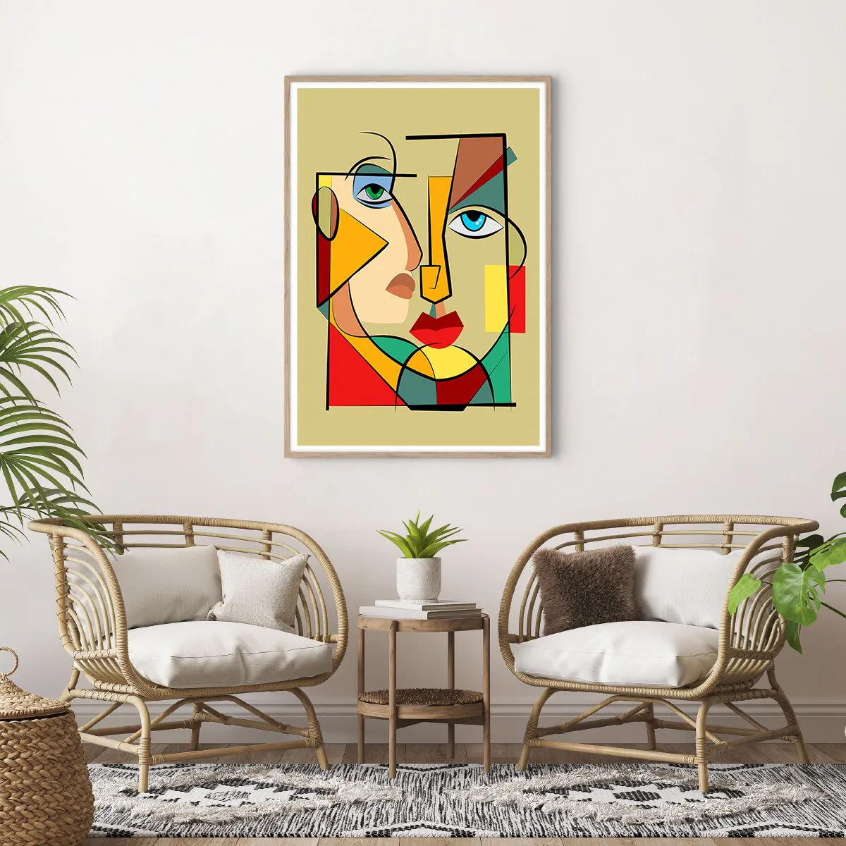 Plakat i ramme af lyst egetræ - Et matchende par - 70x100 cm