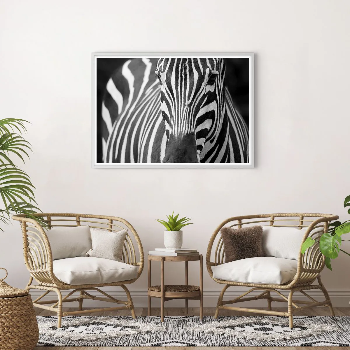 Poster in cornice bianca - Il mondo è in bianco e nero - 100x70 cm