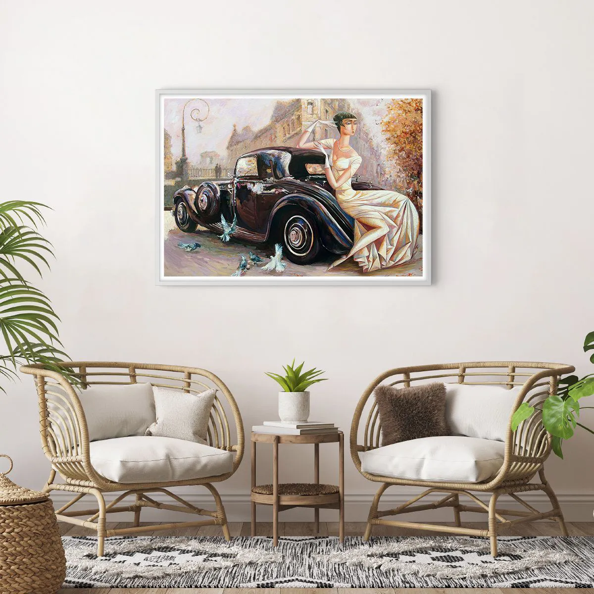 Poster in cornice bianca - Eleganza in stile retro - 100x70 cm