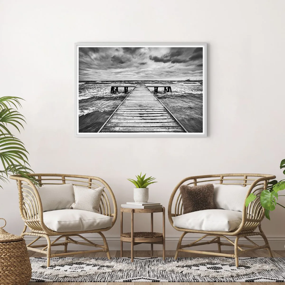 Poster in white frmae - Waiting for the Wind to Blow away - 100x70 cm