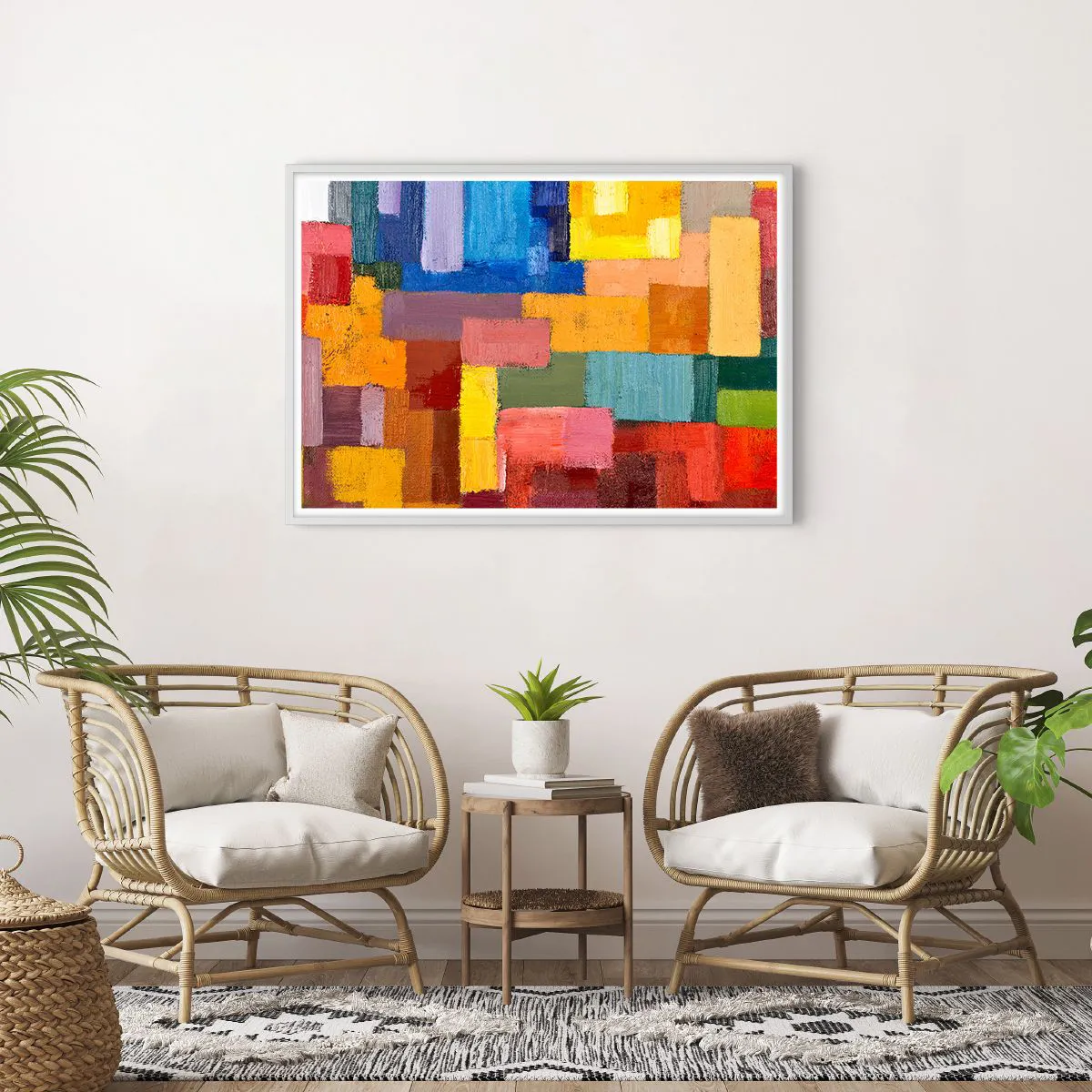 Póster en marco blanco - Cada una diferente, todas coloridas - 100x70 cm